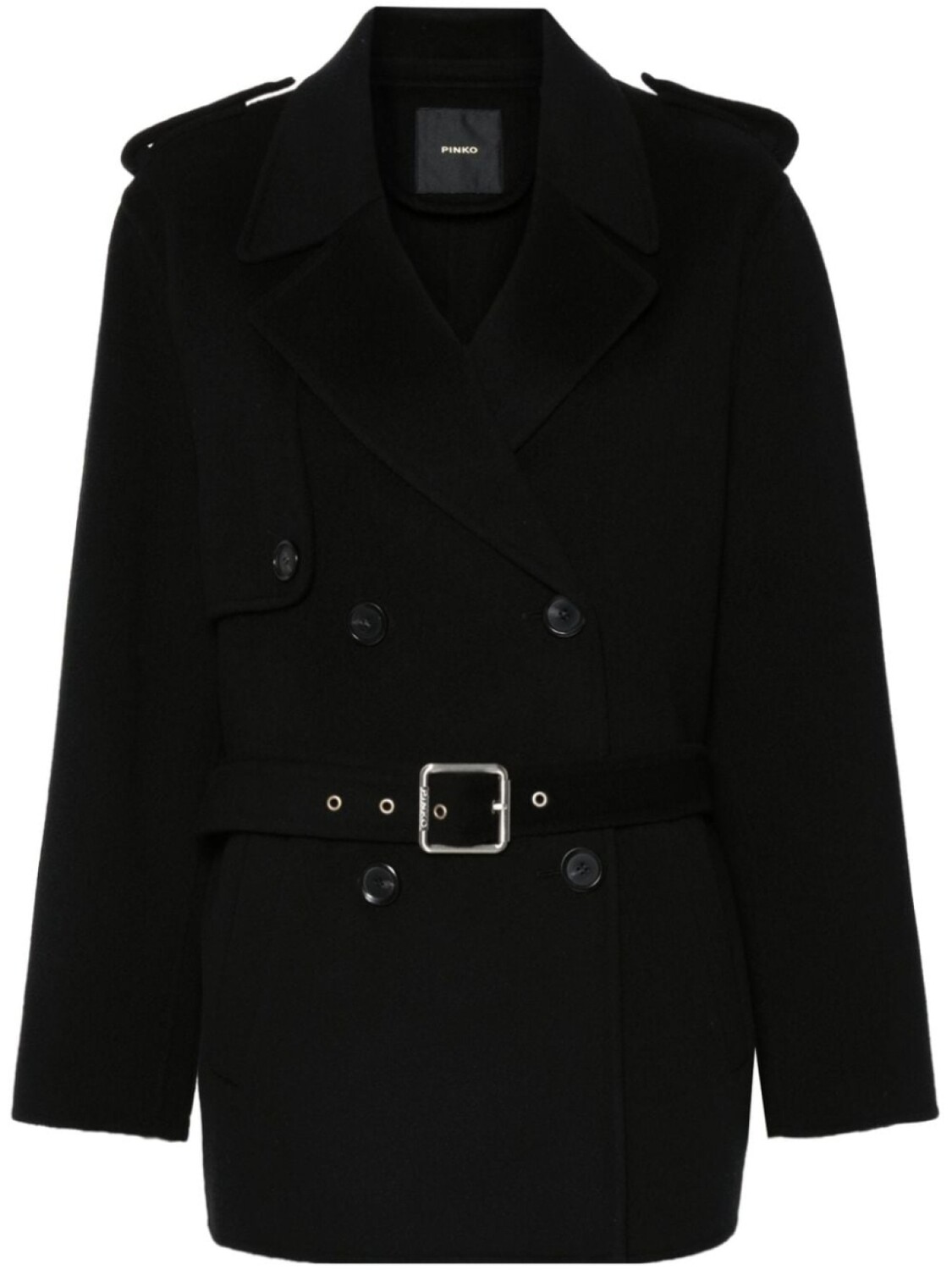 

PINKO двубортное пальто с поясом, черный
