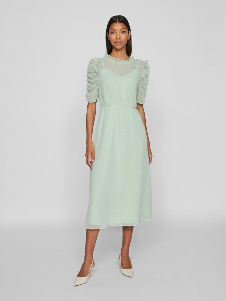 

Длинное платье Vila Elegantes Tüll Midi Halbarm, зеленый
