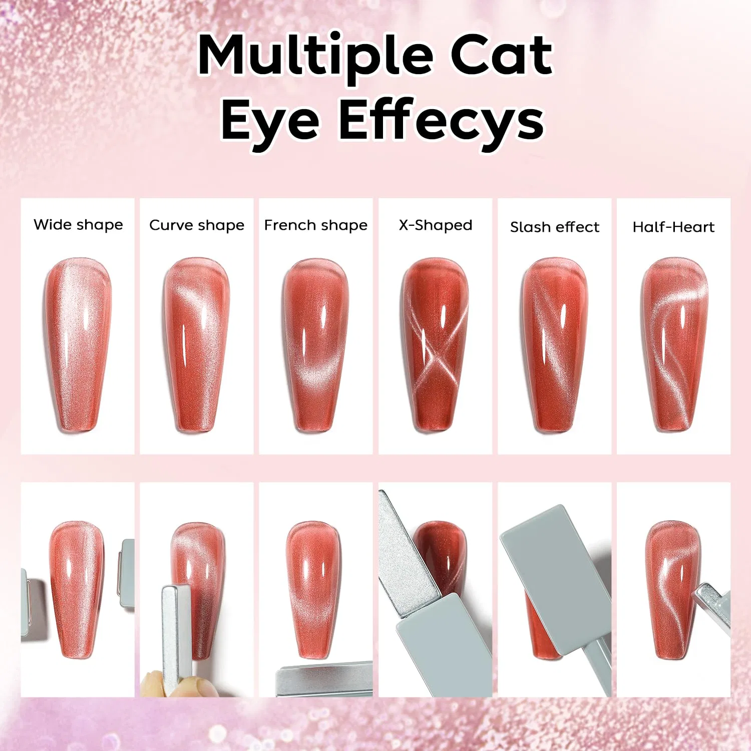 Набор УФ-гелей Nicedeco Cat Eye, 6 цветов с магнитом, 8 мл Nicedeco, Set6-30 — фото 4