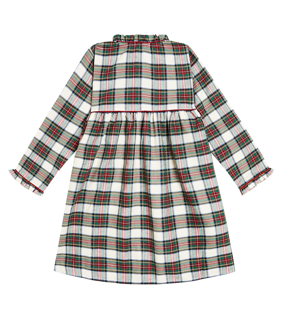 Пижамное платье из хлопковой смеси в клетку La Coqueta, Ivory Tartan — фото 4