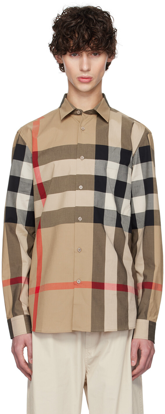 

Бежевая рубашка в клетку Burberry, Archive beige