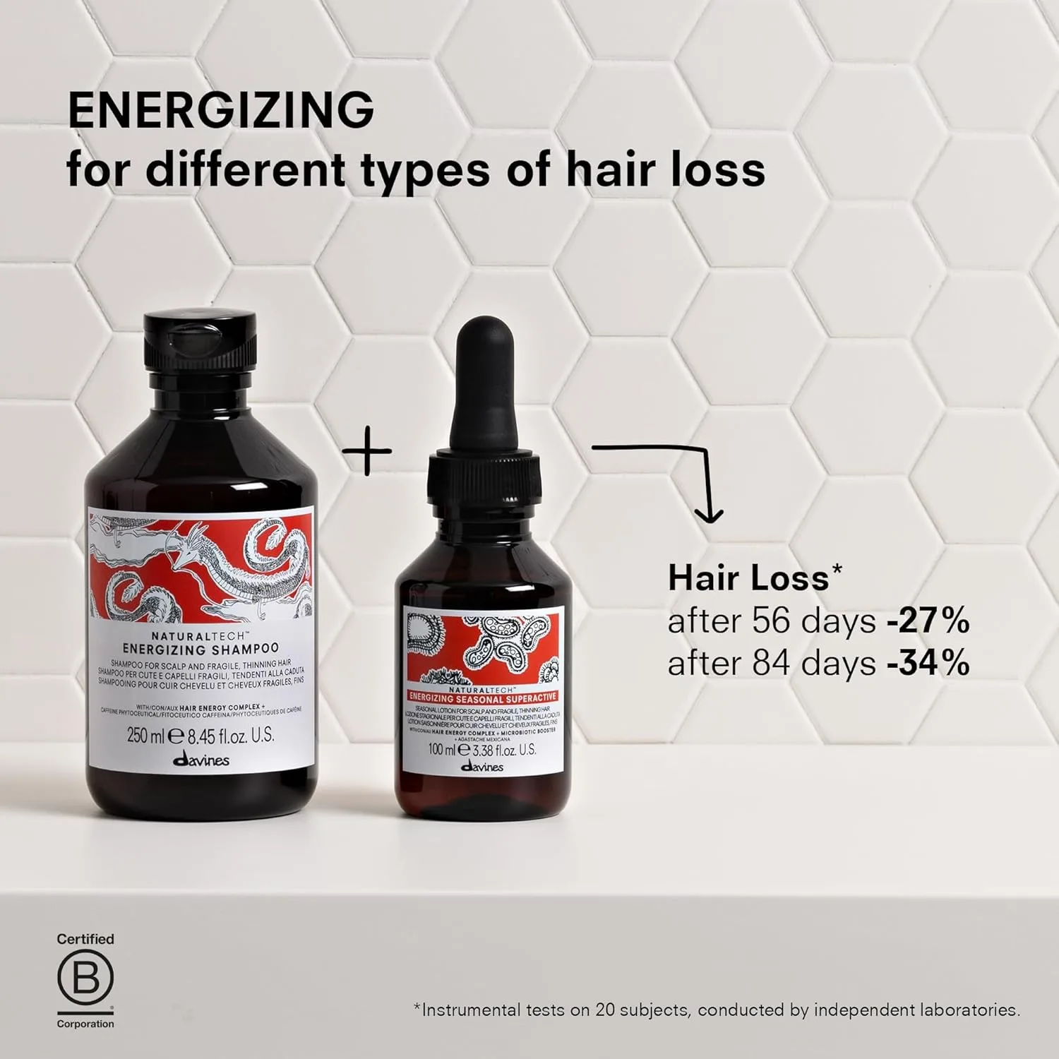 Davines Naturaltech Energizing Seasonal Superactive, стимулирующий и укрепляющий для истонченных волос и выпадения - с кофеином Phytoceuticals - для сезонного выпадения, дорожный размер, 100 мл — фото 3