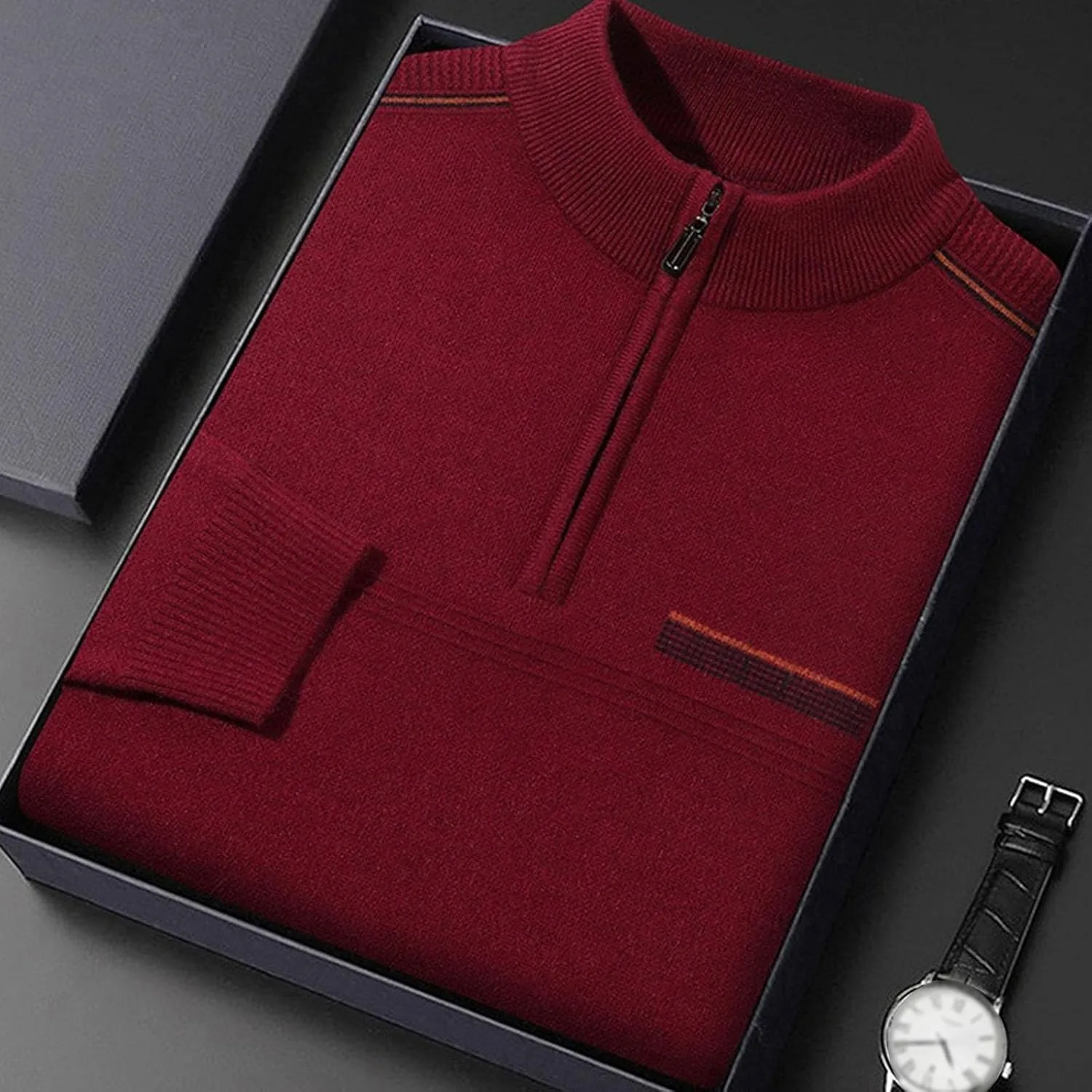 Мужской свитер с четвертью молнии Slim Fit — фото 3