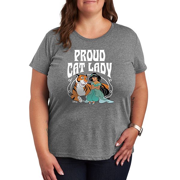 

Футболка с принтом "Гордая кошатница" Jasmine, Plus size Disney, Heather Gray