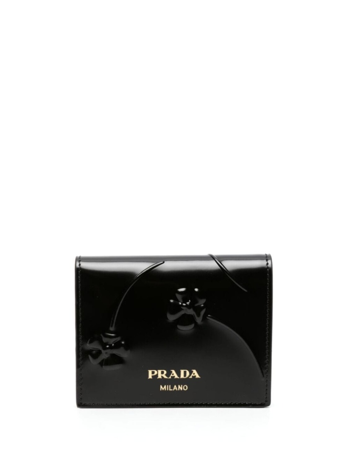 

Prada лакированный кошелек с тиснением и логотипом, черный