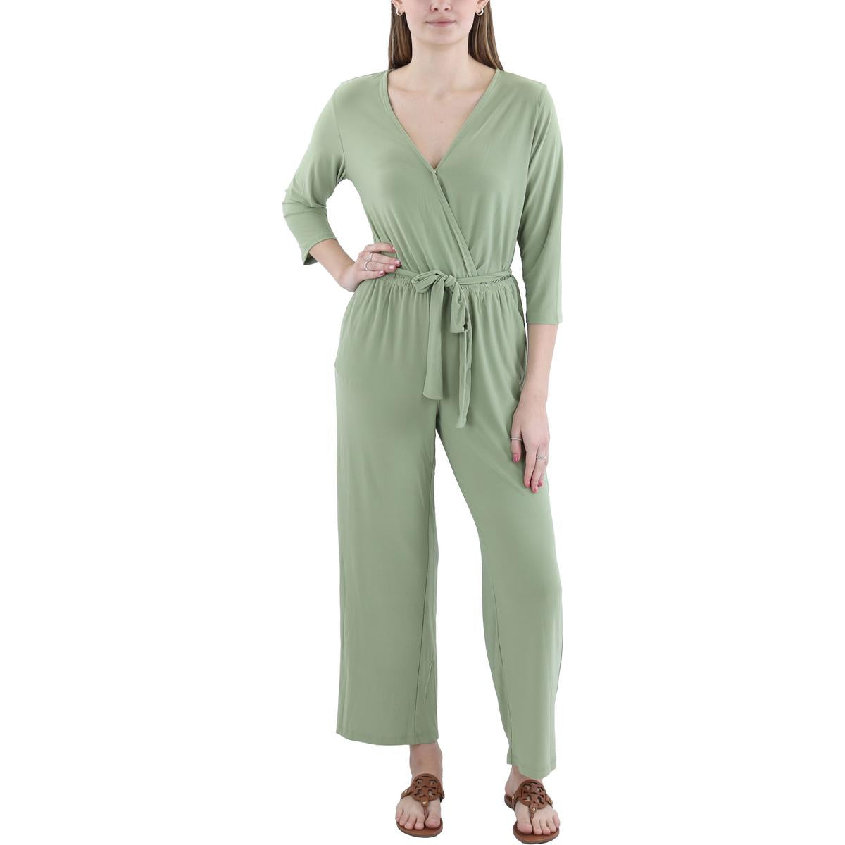 

Petites Женский однотонный комбинезон с широкими штанинами NY Collection, цвет oil green