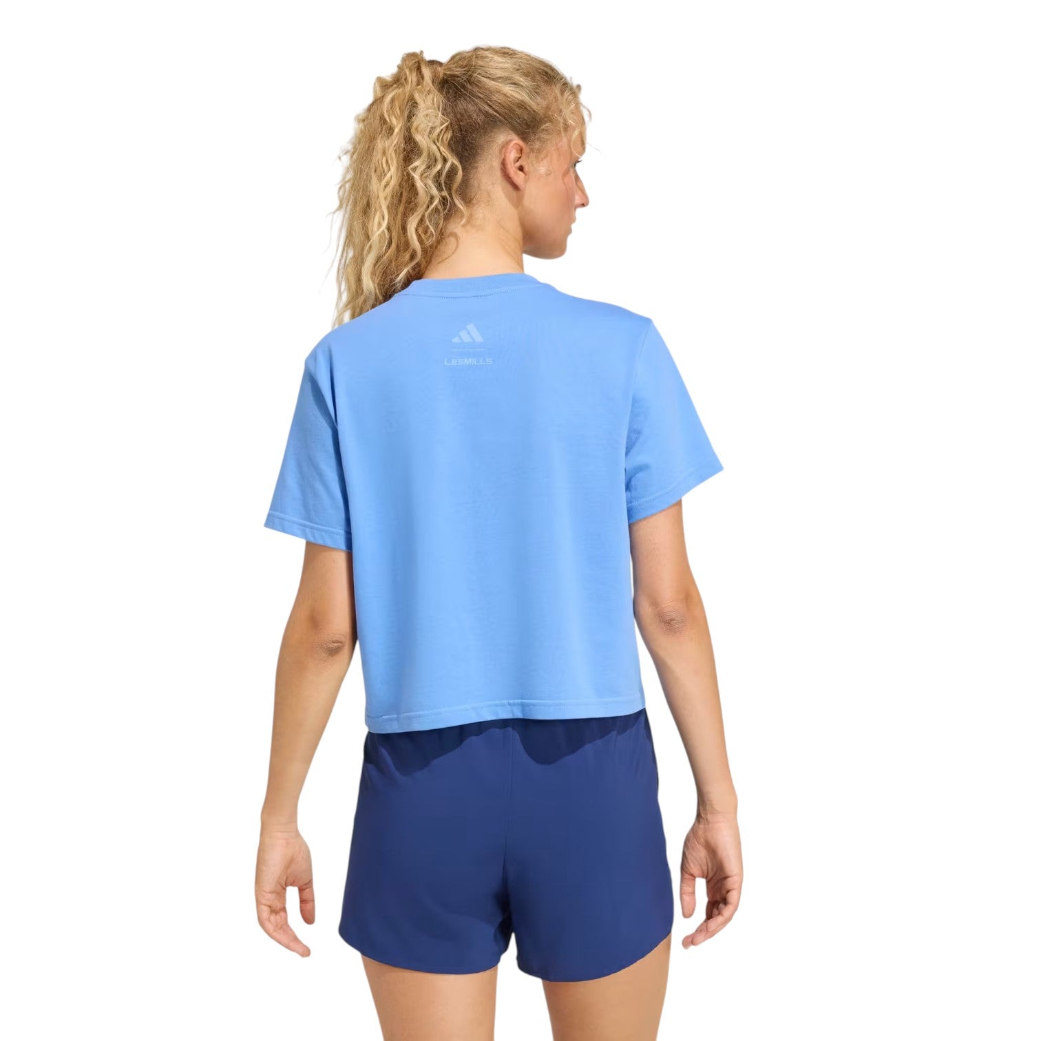 Футболка (WMNS) adidas x Les Mills Movers Graphic T-Shirt 'Blue Fusion' — фото 3