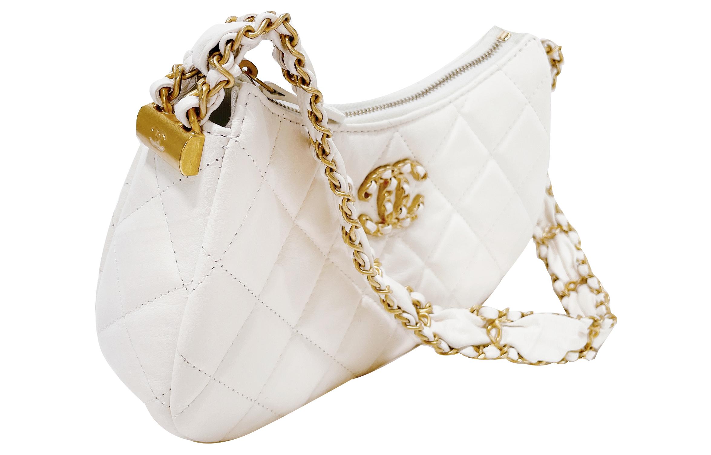 Сумка через плечо из коровьей кожи, хобо, женская белая CHANEL — фото 2