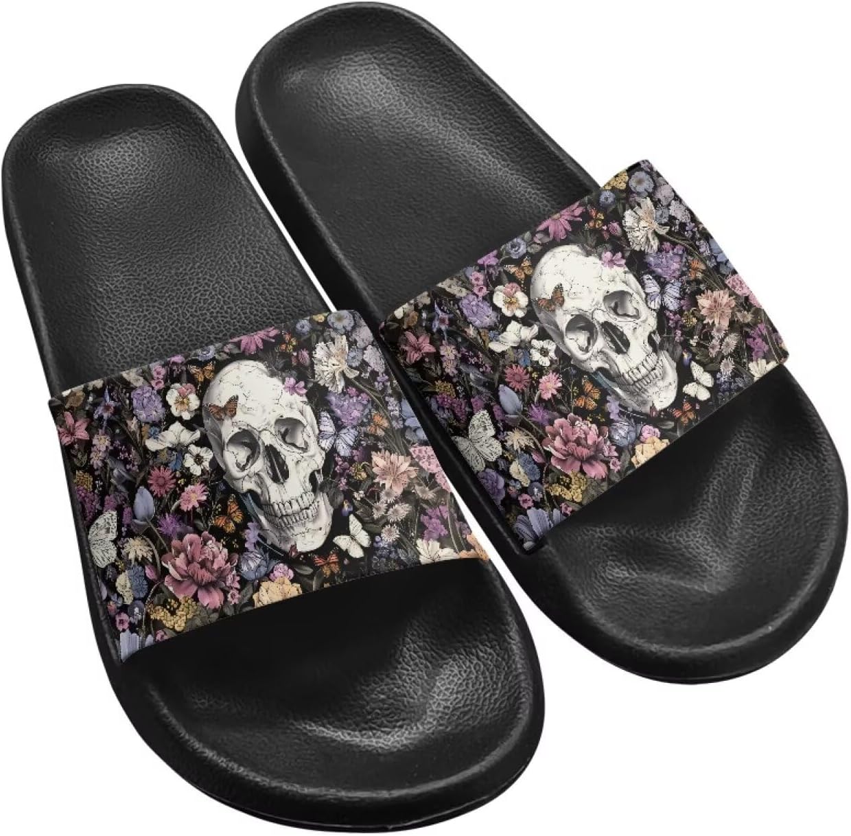 

Шлепанцы Hechitok унисекс, мягкие шлепанцы EVA с толстой подошвой, открытый носок, Skull Flower