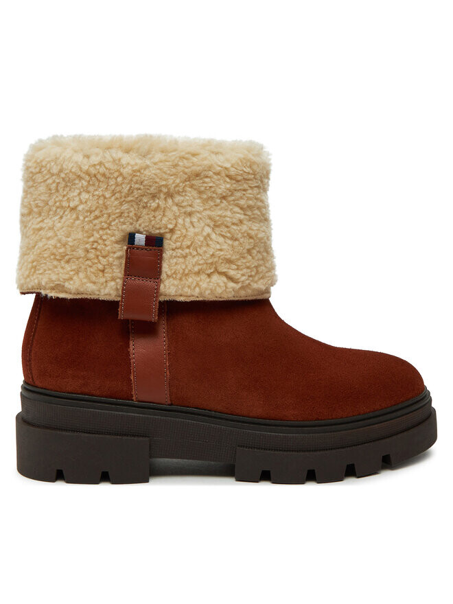 Ботильоны Tommy Hilfiger Faux Fur Suede Roll-Down Boot FW0FW08158 Marrón, коричневый