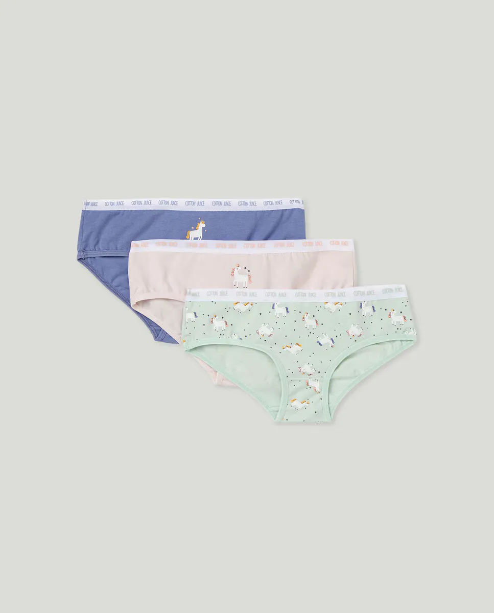

Комплект из трех трусиков для девочек Cotton Juice, мультиколор
