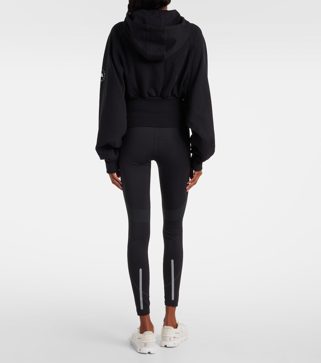 Укороченная толстовка с капюшоном из хлопкового джерси Adidas by Stella McCartney, черный — фото 3