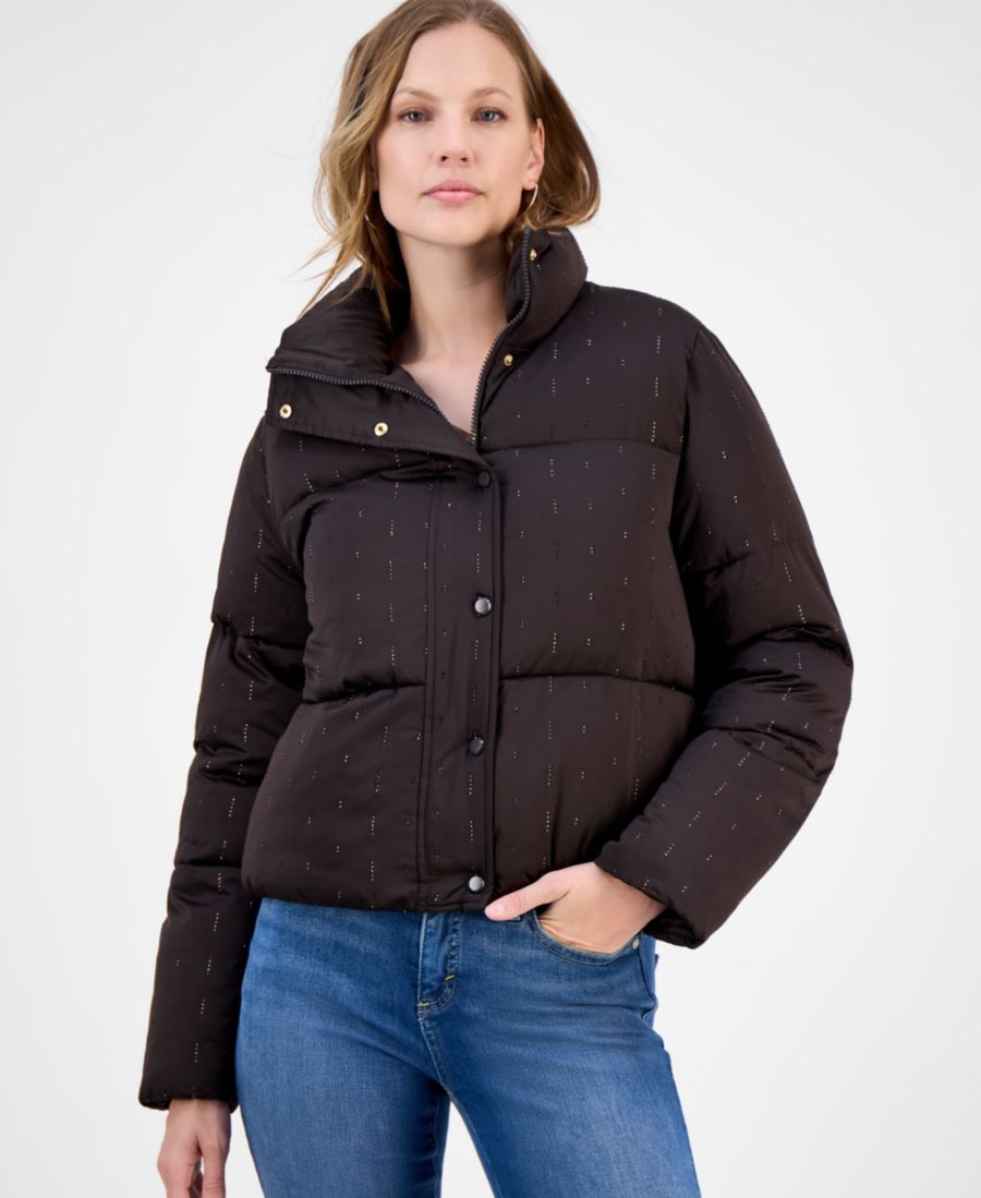 

Женская пуховая куртка с декорированным воротником-стойкой CeCe, Chocolate