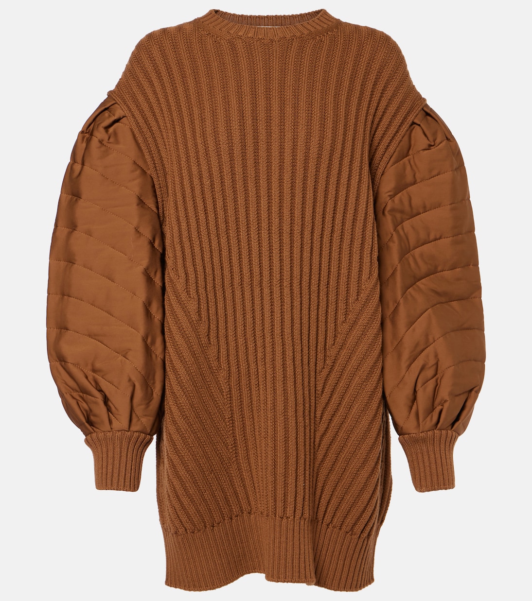 

Мини-платье Ottuso из натуральной шерсти в рубчик Max Mara, Solido Cuoio