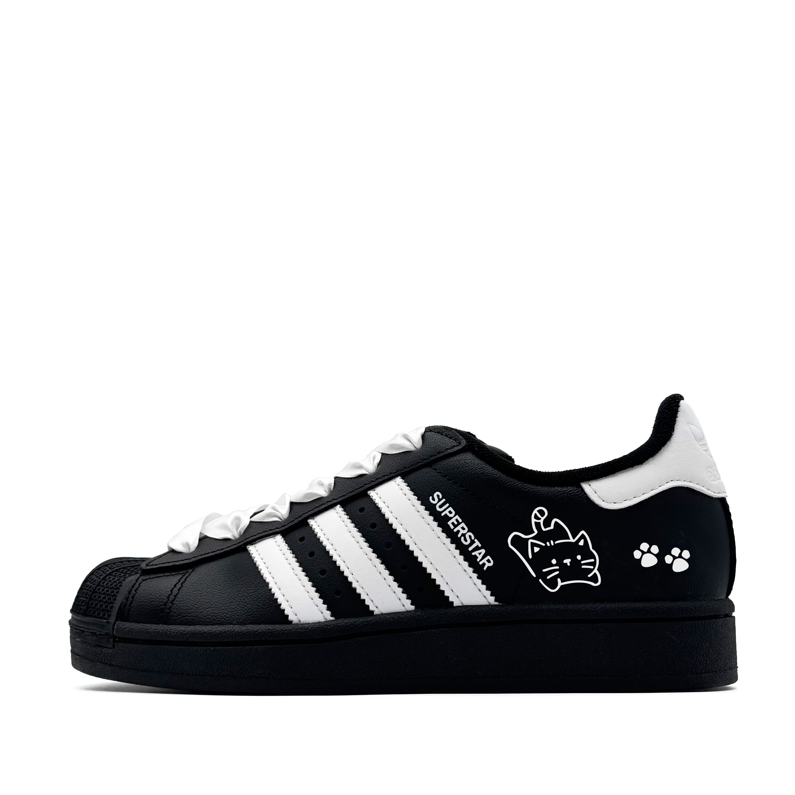 

Adidas Originals Superstar 2 Little Black Kitten Abrasion Resistant Low top Kids' Skateboarding Shoes для подростков