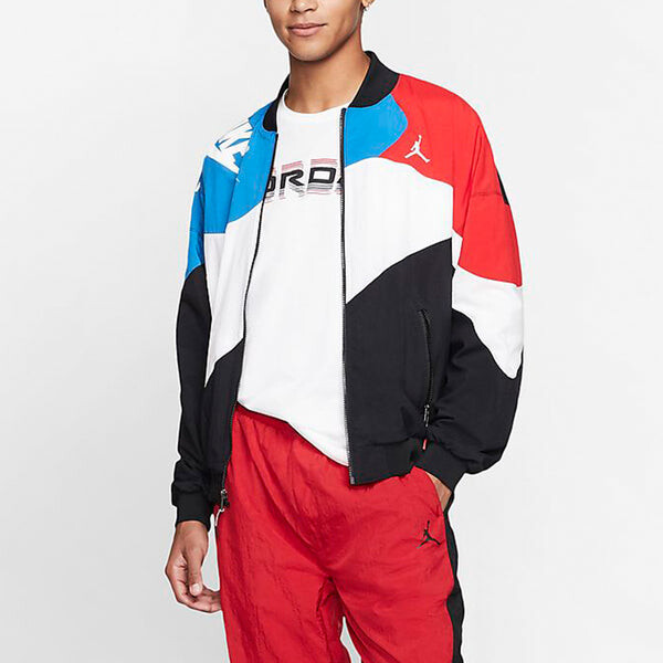 Куртка Air Jordan Legacy aj4 lightweight logo Printing Sports Splicing Jacket 'Usa', белый — фото 3