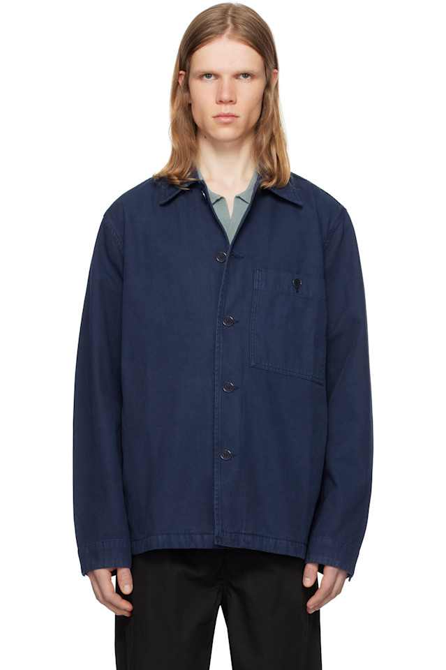 

Норвежская стандартная рубашка-овершот в рубчик Norse Projects, синий