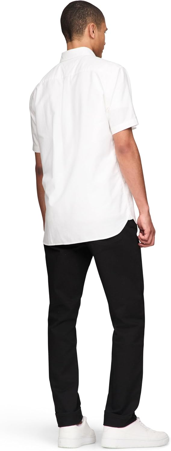 Рубашки оксфорды Tommy Hilfiger Men's с коротким рукавом, классический крой, мужские рубашки на пуговицах, Optic White — фото 4