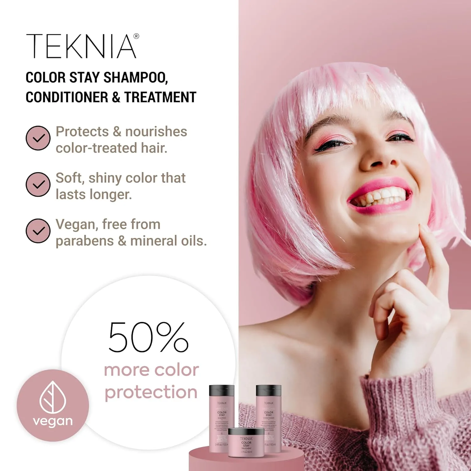 Дорожный набор Lakmé Teknia Color Stay - шампунь, кондиционер и средство для ухода за волосами Color Stay в объеме 95 мл. — фото 2