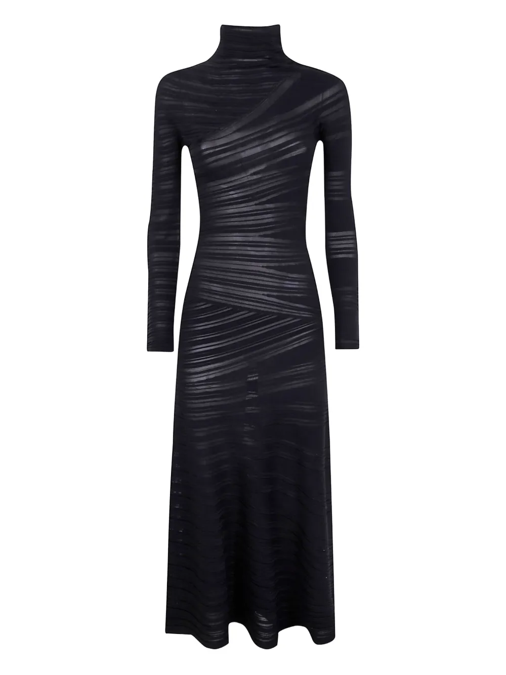 

Платье с высоким воротником в рубчик GIORGIO ARMANI, черный