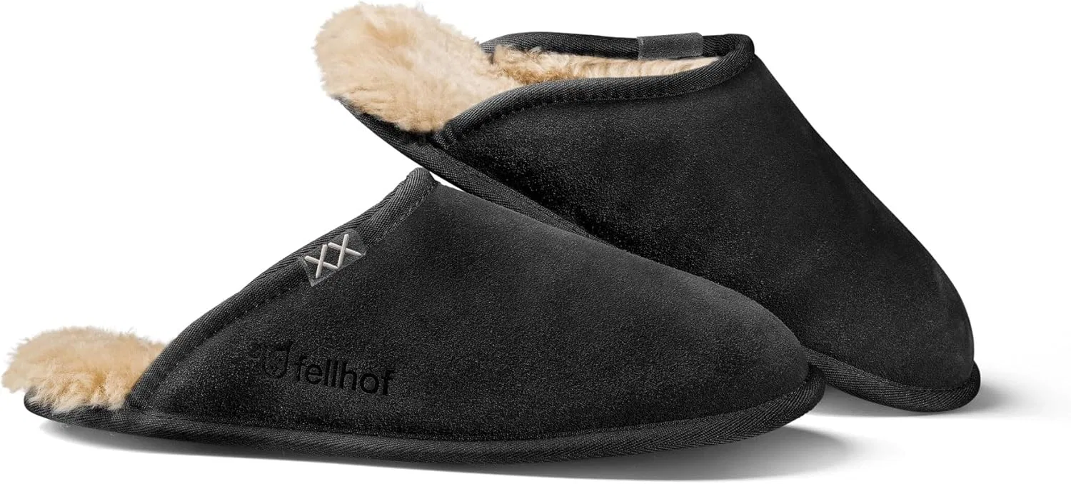 Туфли Fellhof Alpaca Trendy Suede Leather Sole Slippers, Black