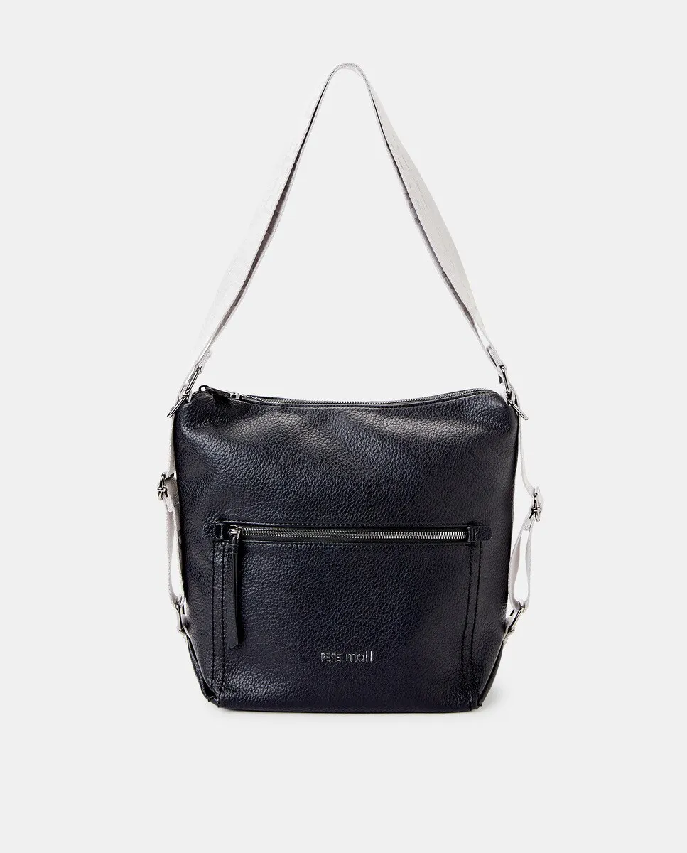 

Сумка на молнии, двухфункциональная ручка, плечевой ремень, трансформируемый в рюкзак Pepe Moll, черный