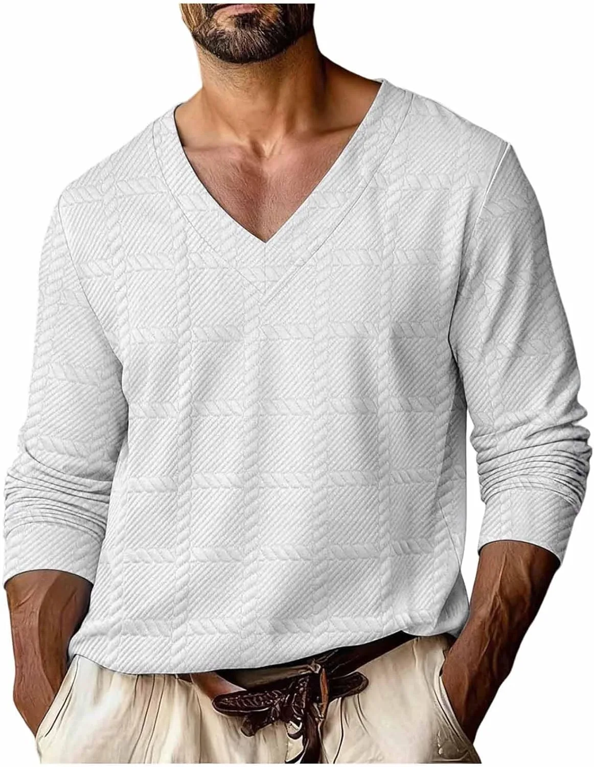 

Мужской джемпер с v-образным вырезом и длинным рукавом Xiaojmake