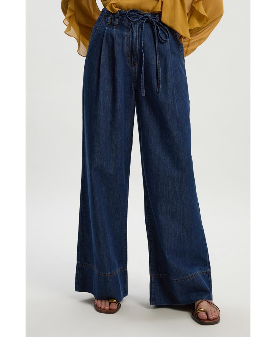 

Женские джинсовые брюки с широкими штанинами Karen Millen, Mid blue