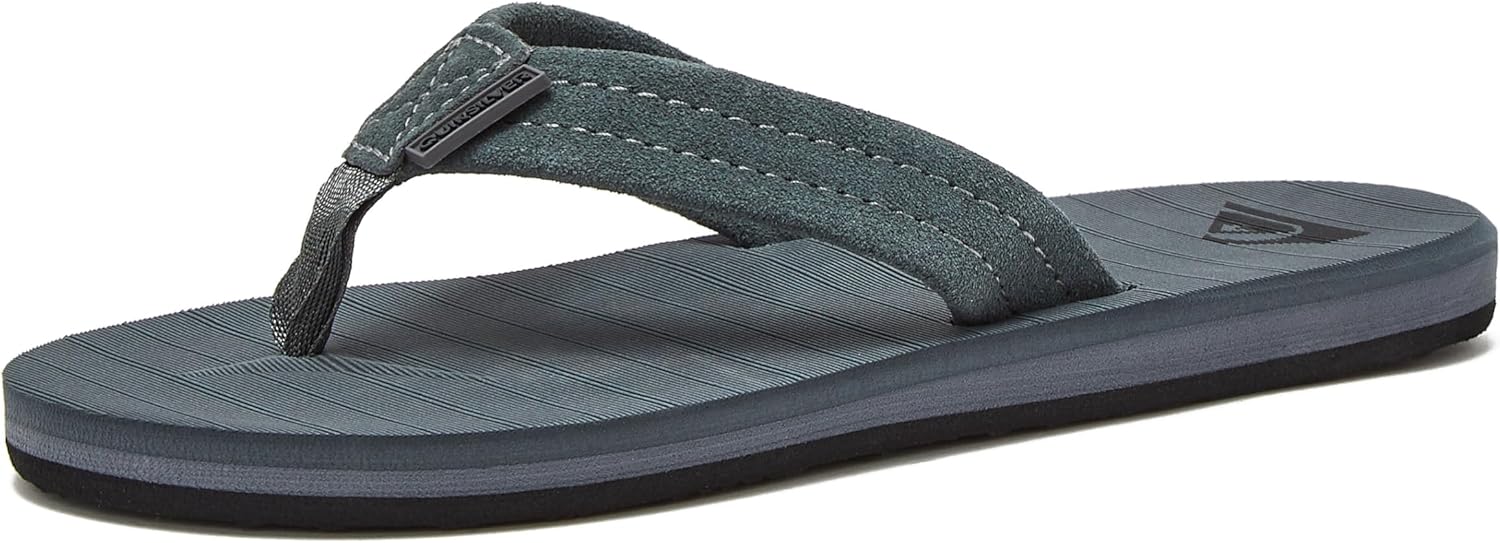 

Детские шлепанцы Quiksilver Carver Suede с фиксирующим ремешком, черный/серый