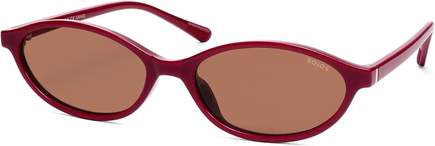 

Солнцезащитные очки SOJOS TR90 Ultra Light Flexible для женщин, ретро-овальные поляризованные, в стиле «кошачий глаз», винтажные, с защитой от УФ-излучения UV400, удобная посадка, Red/Orange Brown