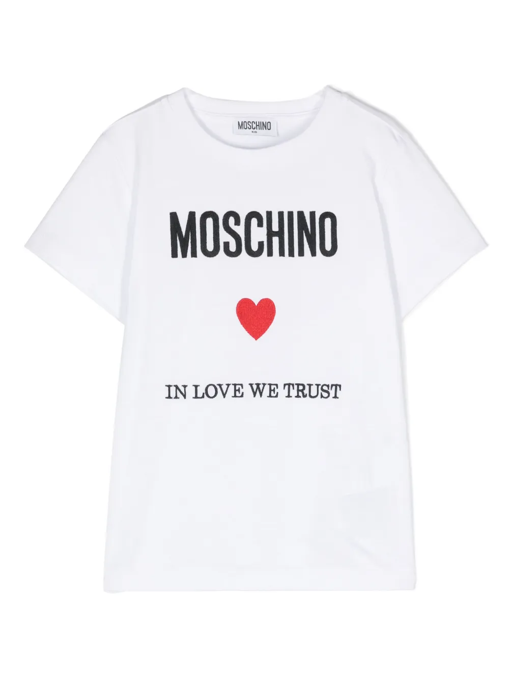 

Футболка с вышитым логотипом Moschino Kids, белый