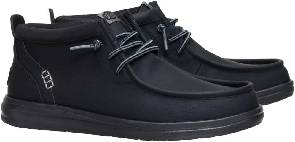 Мужские ботинки HEYDUDE 42051 Wally Mid Gripr Classic из черной кожи — фото 2