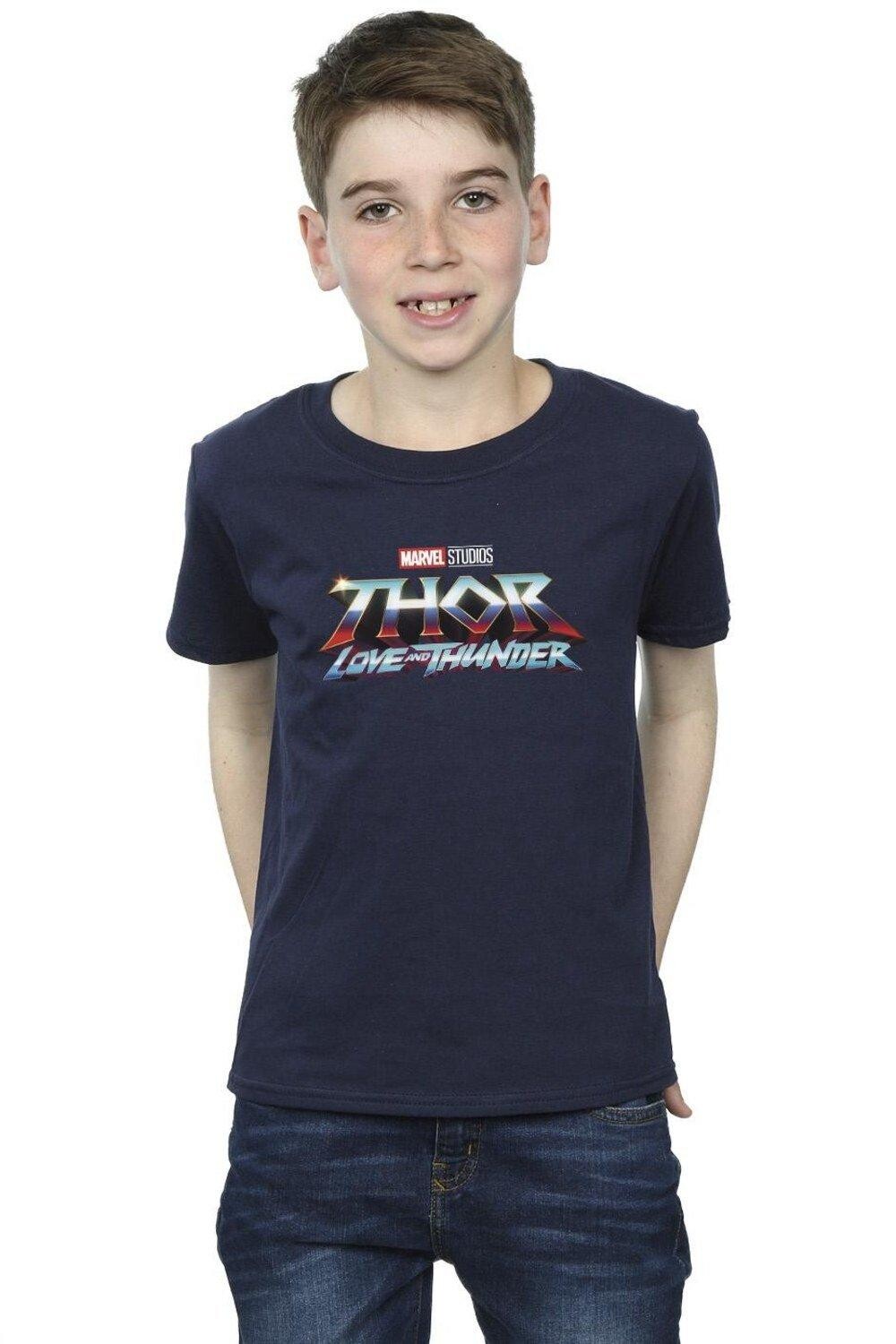 

Футболка с логотипом Thor Love And Thunder Marvel, темно-синий