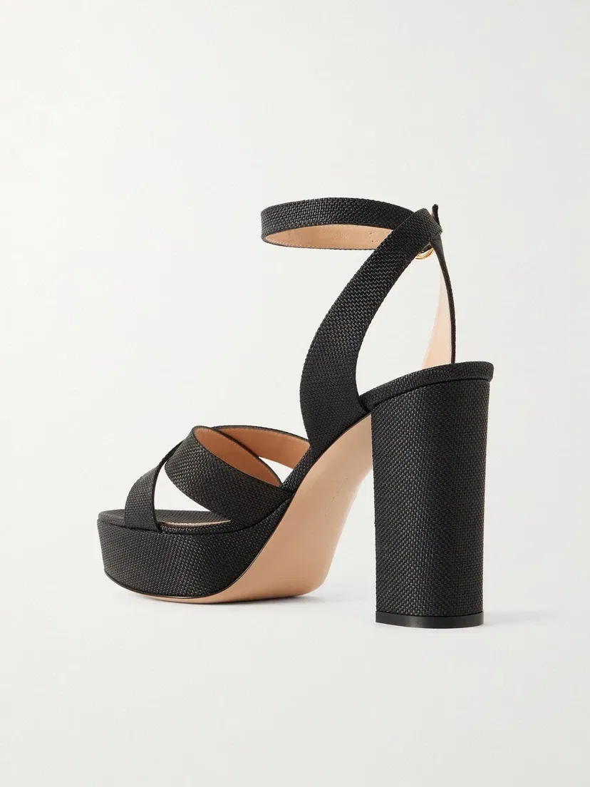 Босоножки на платформе Sabrina Haiti 70 raffia Gianvito Rossi, черный — фото 3