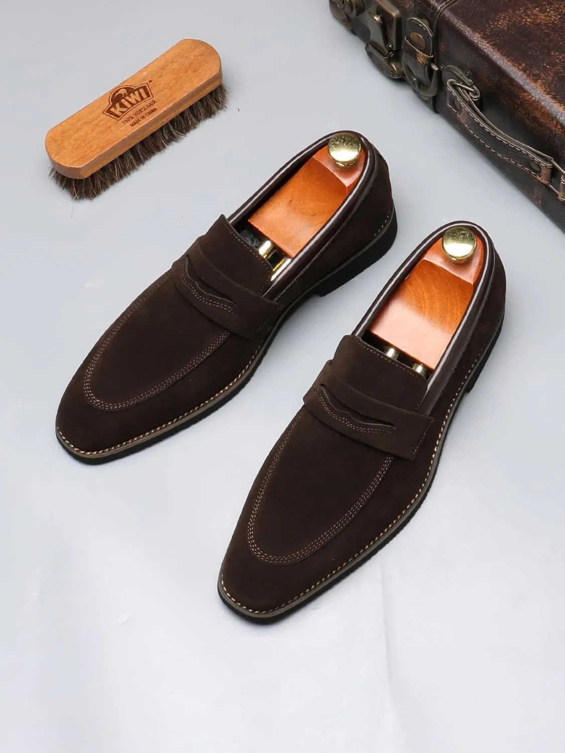 Лоферы мужские кожаные British Style Loafers, коричневый SJIUTLYUE — фото 3