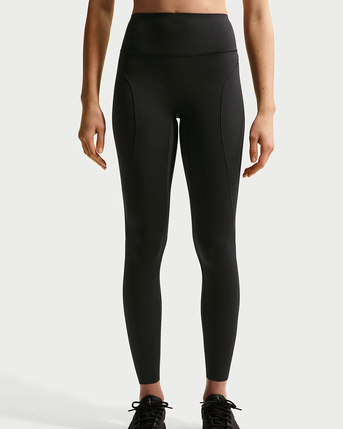 Женские леггинсы Nike Universa с высокой талией 7/8, без переднего шва, Black/Anthracite/Black/Dark Smoke Grey — фото 2
