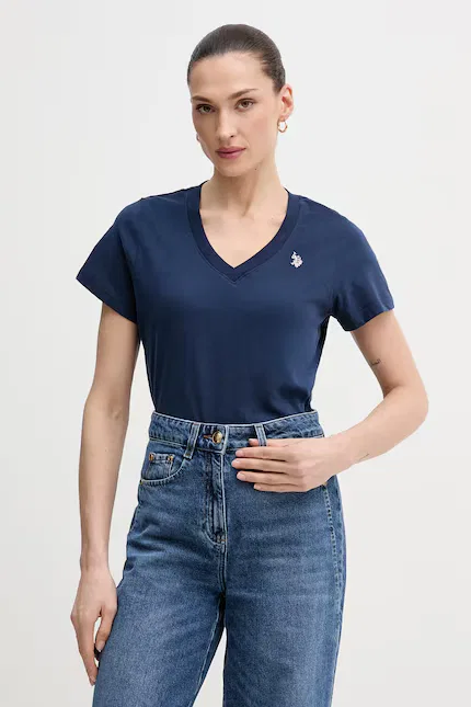 Футболка с V-образным вырезом U.S. Polo Assn, синий