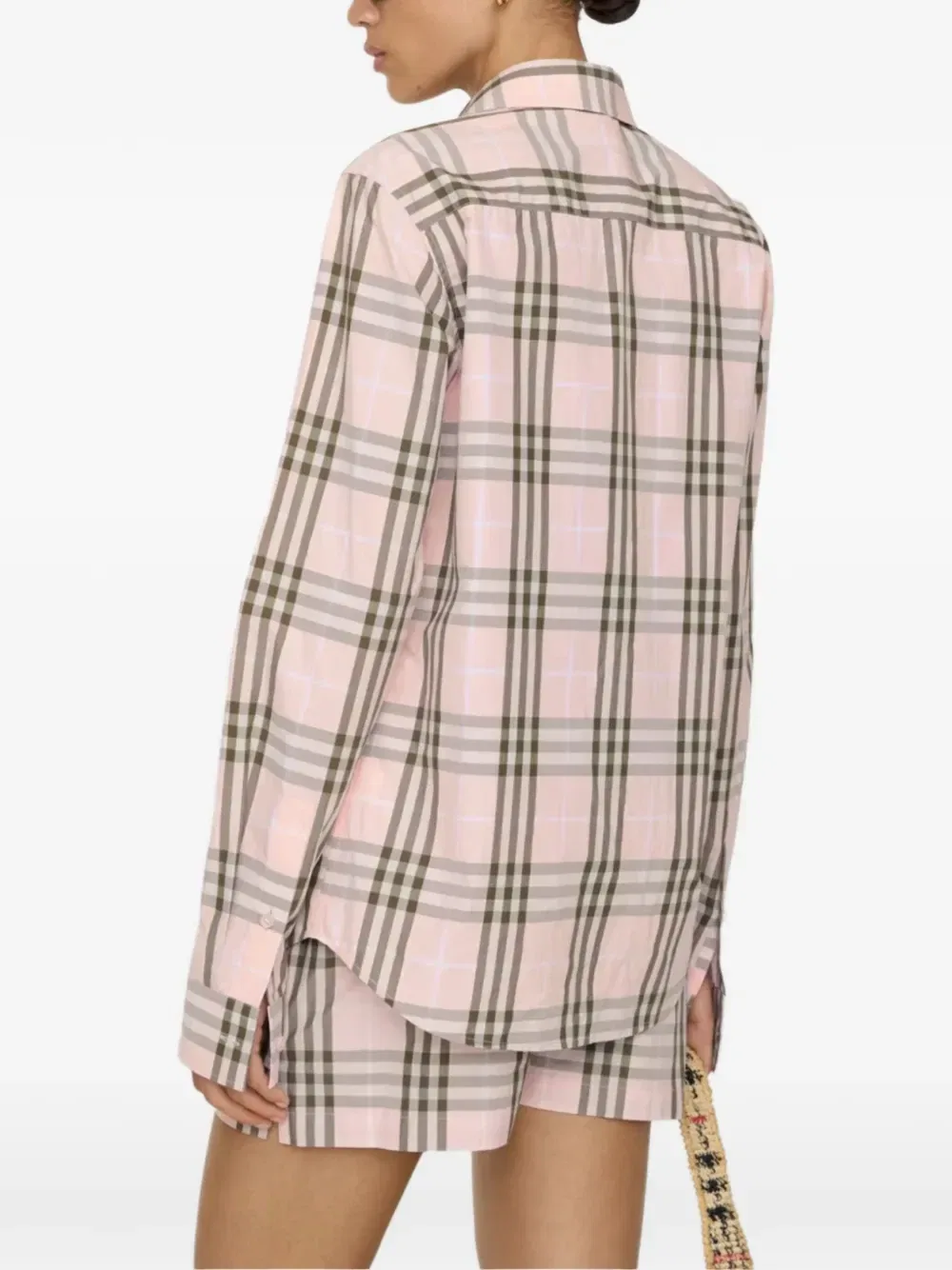 Рубашка Burberry, женская, розовый, клетка — фото 3