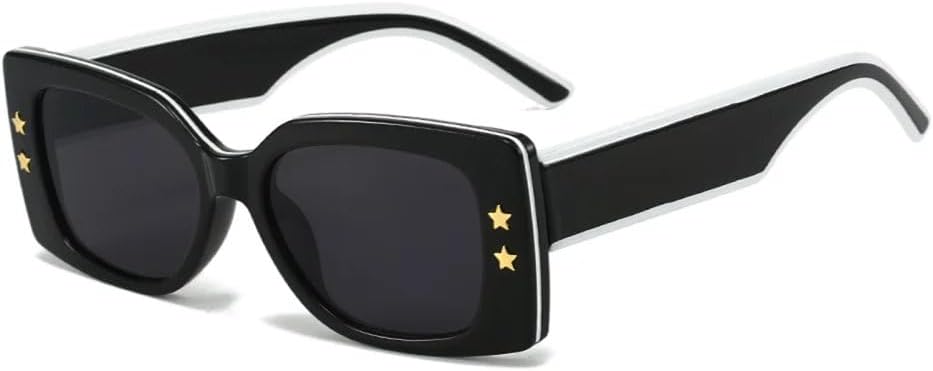 

Винтажные солнцезащитные очки для женщин, роскошные ретро-солнцезащитные очки прямоугольной формы для женщин, модные прямоугольные солнцезащитные очки TYUVIVO, Black Black