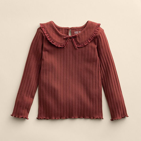 

Детская футболка с воротником для девочки Little Co. By Lauren Conrad, Madder Brown