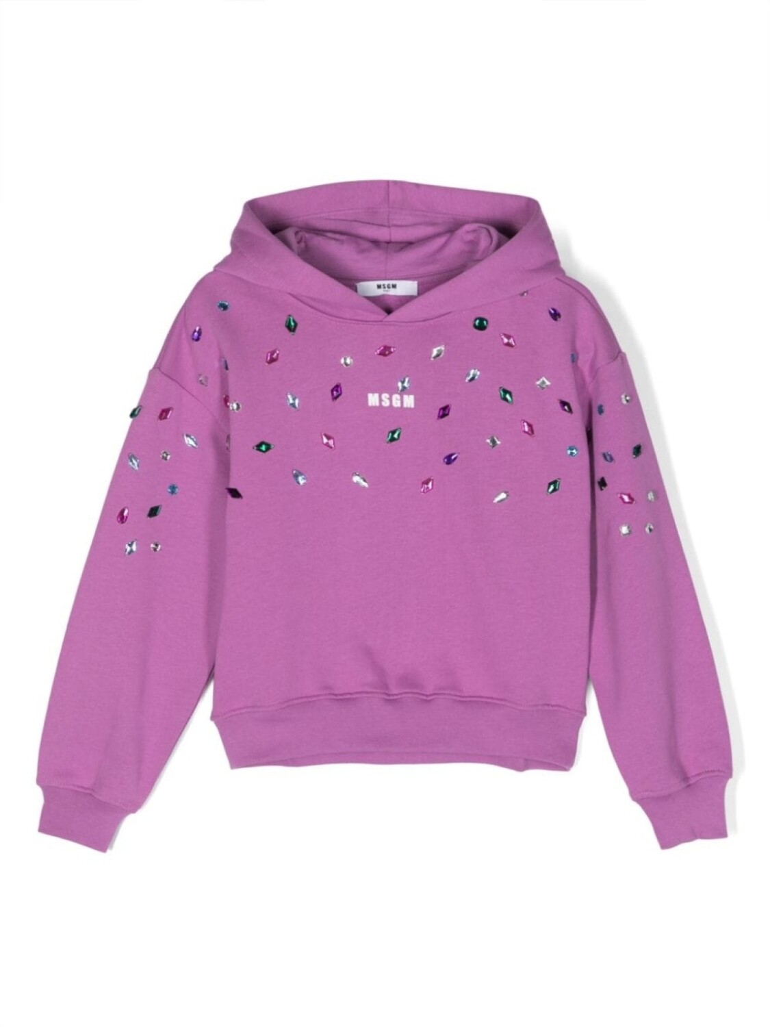 

MSGM Kids худи с кристаллами и логотипом, фиолетовый