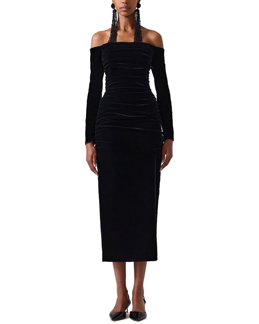 

Каролина Эррера платье миди с открытыми плечами и сборками Carolina Herrera, черный