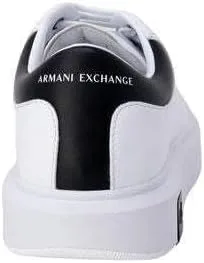 Кроссовки Armani Exchange Herren из натуральной кожи, простой дизайн, с напечатанным логотипом на задней части, белый/черный — фото 3