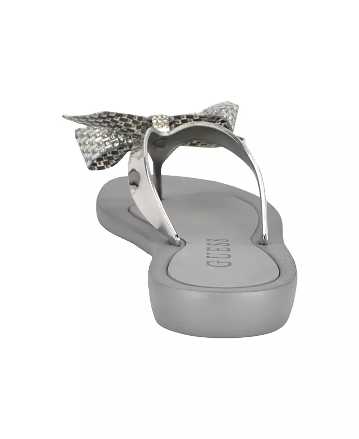 Женские шлепанцы Tata EVA Sparkle Bow Flip Flop GUESS, серебряный — фото 3