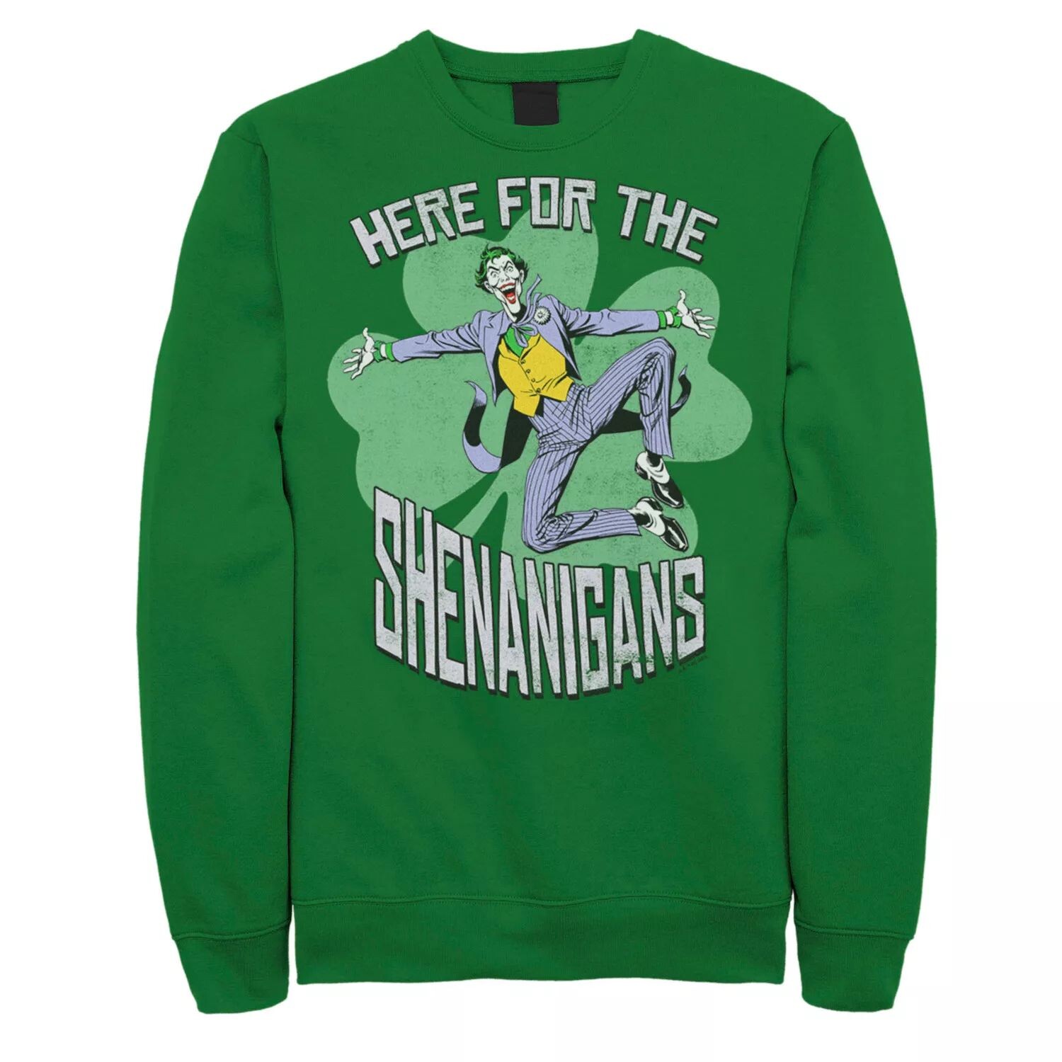 

Мужской свитшот ко Дню Святого Патрика с изображением Джокера DC Comics «Here For The Shenanigans» Licensed Character