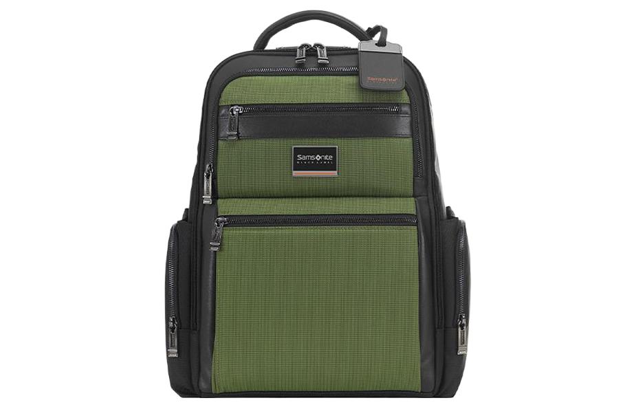 

Samsonite Нейлоновый рюкзак с кожаной спинкой мужской тёмно-зелёный