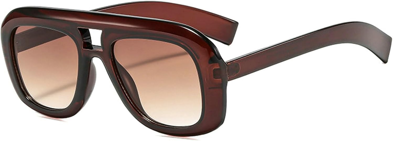 

COTIA Квадратные модные солнцезащитные очки с двойной дужкой для женщин и мужчин, классические очки-пилот с двойной перемычкой, модные солнцезащитные очки для активного отдыха, Tea