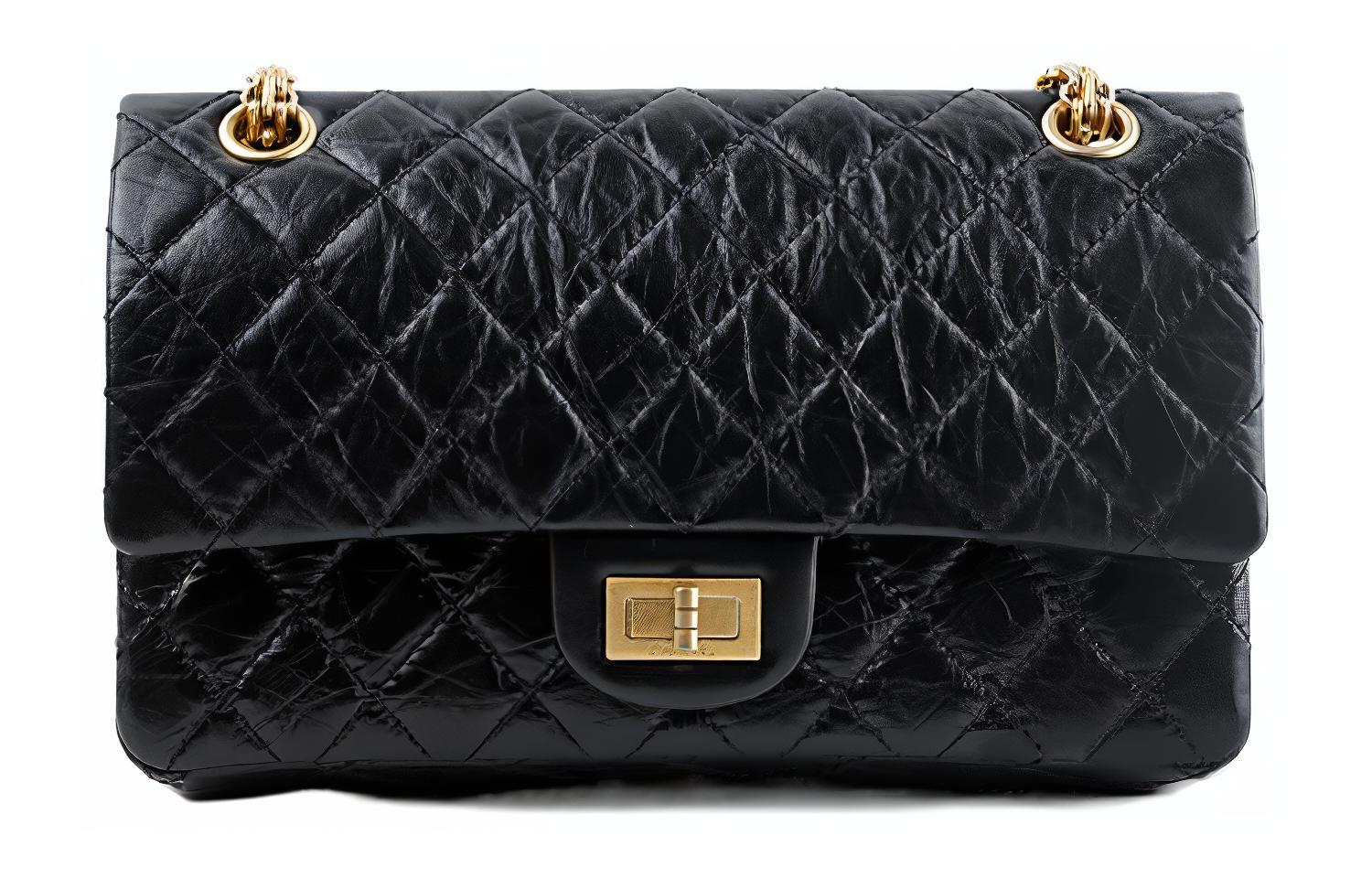 

CHANEL 2.55 Переплетенные винтажные сумки из телячьей кожи с металлическими вставками, сумки через плечо, сумки среднего размера, женские, черные