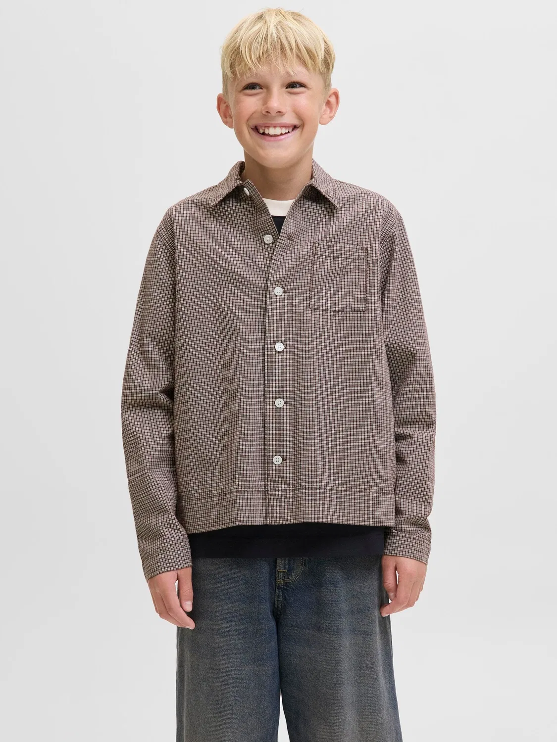 Рубашка свободного кроя, JACK & JONES Junior, mocha meringue — фото 3