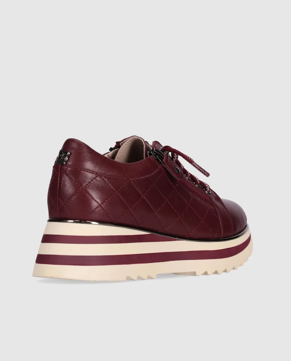 Женские кожаные спортивные туфли с шнуровкой и круглым носком Chika10, бордовый — фото 3